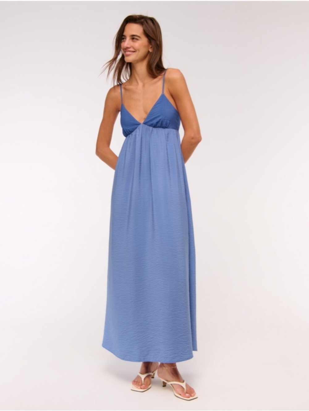 Abercrombie & Fitch Light Blue Spaghetti-Strap Maxi Dress